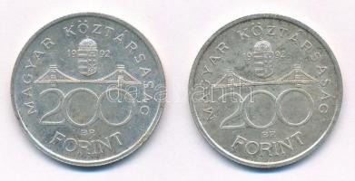 1992. 200Ft Ag "MNB" (2x) T:2 Adamo F13