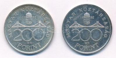 1992. 200Ft Ag "MNB" (2x) T:1-,2 Adamo F13