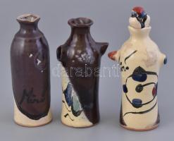 3 db Miró kisméretű váza, jelzett, m: 13cm