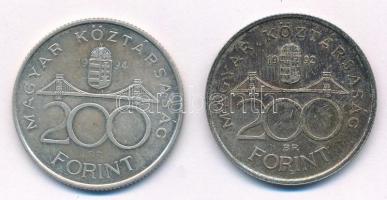 1992. 200Ft Ag "MNB" + 1994. 200Ft Ag "Deák" T:2 patina Adamo F13, F13.1