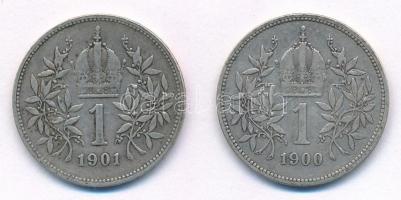 Ausztria 1900-1901. 1K Ag "Ferenc József" (2xklf) T:2-,3 Austria 1900-1901. 1 Corona Ag &q...