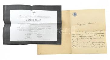 1915 Issekutz Aurél Krassó-Szörény megyei alispán saját kézzel írt kondoleáló levele 2 beírt oldal