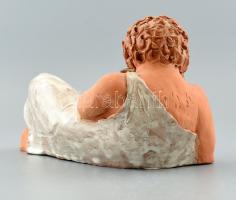 Antalfiné Szente Katalin: Görög isten, színes kerámia, hibátlan, jelzett, 28x12x15cm