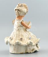 Győrbíró Enikő (1932-1999): Olvasó kislány, festett kerámia, jelzett, hibátlan, m:20cm