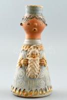 Kiss Roóz Ilona (1920-2010): Figurális váza, mázas kerámia, kézzel festett, jelzett, hibátlan, m: 20 cm