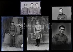 cca 1943-1951 között készült katonai fotók a kiskunfélegyházi Marika-fotó műteremben, 13 db vintage síkfilm NEGATÍV, 9x6 cm és 15x10 cm között