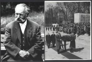 cca 1976 Hunya István (1894-1987) földmunkás, szakszervezeti vezető, író, 2 db vintage fotó, az egyik feliratozva, 24x17,5 cm