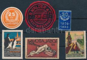 1905-1938 6 különféle régi magyar levélzáró, közte ritkák R