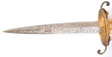 1988 Aranyozott ezüst (Ag.) miniszteri dísztőr kovácsolt acél kétélű pengével, tenyésztett gyöngy és...