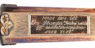 1988 Aranyozott ezüst (Ag.) miniszteri dísztőr kovácsolt acél kétélű pengével, tenyésztett gyöngy és...