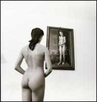 Eltérő időpontokban és különböző helyszíneken készült felvételek lányokról, asszonyokról, akik azonban viszonylag keveset mutatnak a női csáberőből, Menesdorfer Lajos (1941-2005) budapesti fotóművész hagyatékából, 13 db vintage NEGATÍV, 6x6 cm