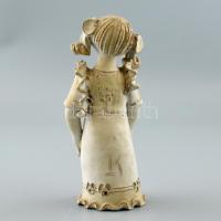 Kovács Éva (1938-): Álló lány, mázas kerámia, apró csorba, jelzett, m: 21cm