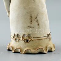 Kovács Éva (1938-): Álló lány, mázas kerámia, apró csorba, jelzett, m: 21cm