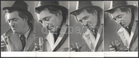 cca 1949 Dr. Csörgeő Tibor (1896-1968) budapesti fotóművész hagyatékából 4 db jelzés nélküli vintage fotó (az utolsó pohárral), 13,8x8,4 cm