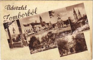 1947 Zombor, Sombor; mozaiklap. Schlotzer József kiadása / multi-view postcard (ázott / wet damage)