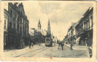 Újvidék, Novi Sad; Ulica Kralja Aleksandra / utca, villamos / street view, tram (vágott / cut)