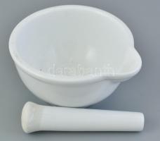 Porcelán mozsár törővel, matricával jelzett (L. Dake & Zn ), kis kopással, d: 12 cm, h: 11,5 cm