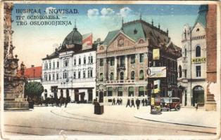 1931 Újvidék, Novi Sad; Trg Oslobodjenja / tér, automobil, üzlet / square, automobile, shop (Rb)