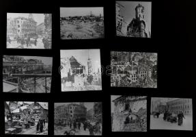 cca 1945 Budapest romokban, Fekete György (1904-1990) budapesti fényképész hagyatékából 10 db NEGATÍV, 4x5,5 cm és 4,6x6,4 cm között