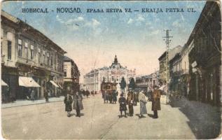 Újvidék, Novi Sad; Kralja Petra ul. / utca, villamos / street view, tram (EB)