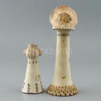 Győrbíró Enikő (1932-1999): Kislány (2 db), festett kerámia, jelzett, hibátlan, m:12 és 21cm