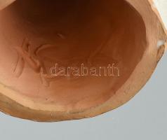 Antalfiné Szente Katalin: Hölgy esernyővel, színes kerámia, hibátlan, jelzett, m: 26 cm között