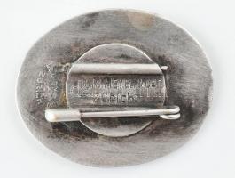 Ezüst (Ag) Jägerverein Kandertal svájci vadász kitűző, jelzett (Louis Meyer & Co. Zürich), 2,8x2...