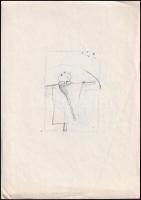 Sarkantyu Judit.(1947): A madárijesztő monológja. Meseillusztráció Ceruza, papír, Jelzett. 12x8 cm