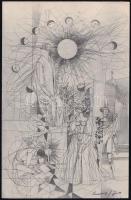 Kass János (1927-2010): Az Ember Tragédiája 4 db illusztráció. Rézkarc, papír. Jelzett, 24x16 cm