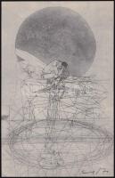 Kass János (1927-2010): Az Ember Tragédiája 4 db illusztráció. Rézkarc, papír. Jelzett, 24x16 cm