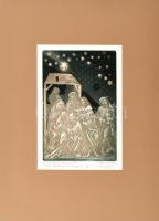 Tassy Béla (1942-): Jézus születése 1985. Rézkarc, papír, jelzett 22x15 cm