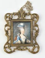Marie Antoinette selyemkép, keretben, 10x7cm