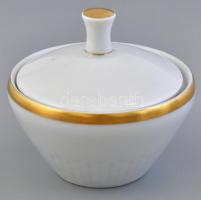 Freiberger porcelán cukortartó, matricás, jelzett, minimális kopással, d: 9,5 cm