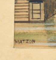 Matzon József (?-?): Velence, miniatűr. Színes tus, papír, jelzett. Paszpartuban, kissé kopott, üveg...