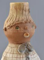 Kiss Roóz Ilona (1920-2010): Figurális váza, mázas kerámia, kézzel festett, jelzett, hibátlan, m: 31...