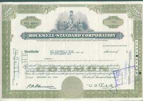 USA 1964. "Rockwell-Standard Corporation" részvénye (6x) 3x2 egymásutáni sorszámmal