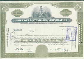 USA 1964. "Rockwell-Standard Corporation" részvénye (6x) 3x2 egymásutáni sorszámmal
