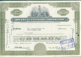USA 1964. "Rockwell-Standard Corporation" részvénye (6x) 3x2 egymásutáni sorszámmal