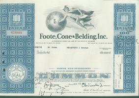 USA 1968. "Foote,Cone&Belding Inc." részvénye (6x) 2x3 egymásutáni sorszámmal