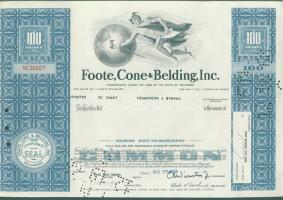 USA 1968. "Foote,Cone&Belding Inc." részvénye (6x) 2x3 egymásutáni sorszámmal