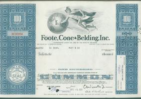 USA 1968. "Foote,Cone&Belding Inc." részvénye (6x) 2x3 egymásutáni sorszámmal