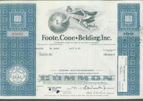 USA 1968. "Foote,Cone&Belding Inc." részvénye (6x) 2x3 egymásutáni sorszámmal