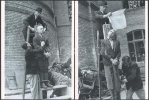 1945 Háborús bűnös nyilvános akasztása, Rózsa György (?-?) budapesti fotóriporter hagyatékában őrzött korabeli negatívokról készült mai nagyítások, 24x18 cm