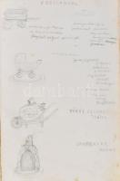 Kosnár Sándor reczeptjei. Kézzel írt és illusztrált régi receptkönyv, számos színes rajzzal. Egyedi ...