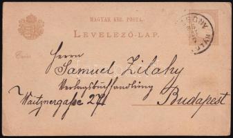 1885 Zilahy Sámuel könyvkereskedő és kiadónak címzett levél