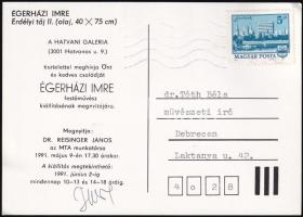 Égerházi Imre saját kézzel aláírt képeslapja
