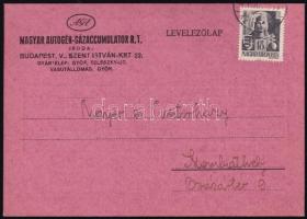 1944-1947 3 db boríték és levelezőlap a Magyar-Autogén-Gázaccumulator Rt. és Autotaxitól