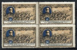 1915 32-es budapesti háziezred levélzáró  négyestömb