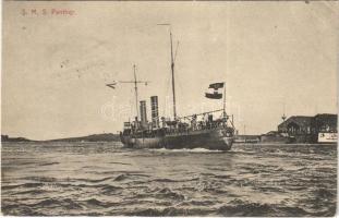 1909 SMS Panther az Osztrák-Magyar Haditengerészet torpedócirkálója / K.u.K. Kriegsmarine / Austro-Hungarian Navy SMS Panther torpedo cruiser. Phot. Alois Beer. Verlag F. W. Schrinner, Pola (EK)