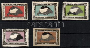 1921 Nem, nem soha! elcsatolt országrészek 4 db-os sor + 1 db próbanyomat